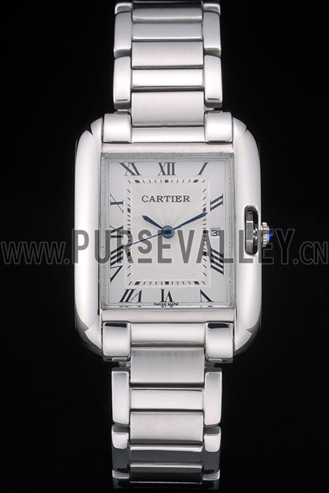 Cartier Tank Anglaise 30mm White Dial Stainless Steel Case And Bracelet
