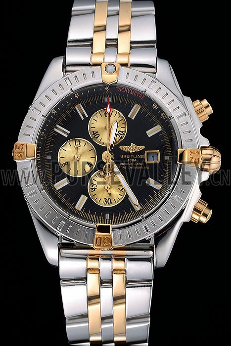 Breitling Chronomat Black Dial Stainless Steel And Gold Bracelet 622429