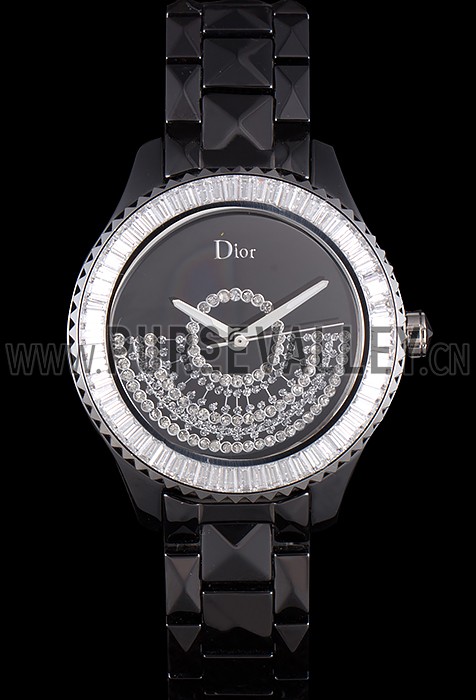 Dior VIII Baguette Cut White Diamonds with Diamond Encrusted Dial cd13 621366