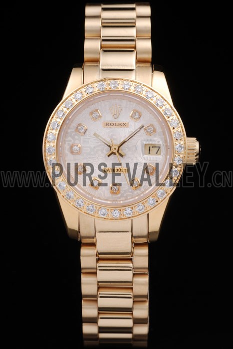 Rolex Datejust 18k Yellow Gold Plated Stainless Steel Diamond Plated 98076