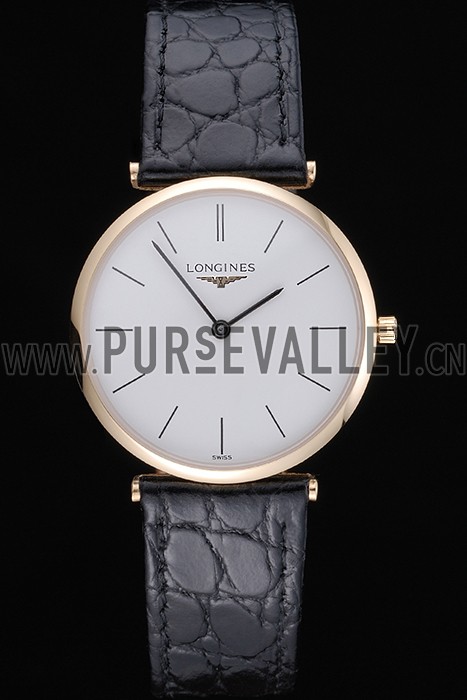 Longines La Grande Classique White Dial Black Leather Strap Homme 622115