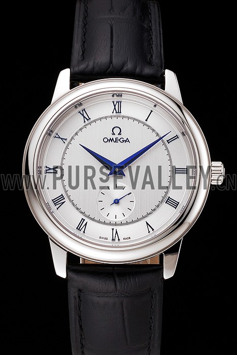 Omega De Ville Prestige Small Seconds Silver Dial Stainless Steel Case Black Leather Strap