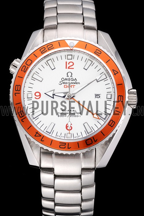 Omega Seamaster GMT White Dial Orange Bezel Stainless Steel Case 622718