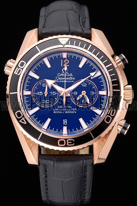 Omega Seamaster Planet Ocean Chronograph Ceragold Black Dial 622391
