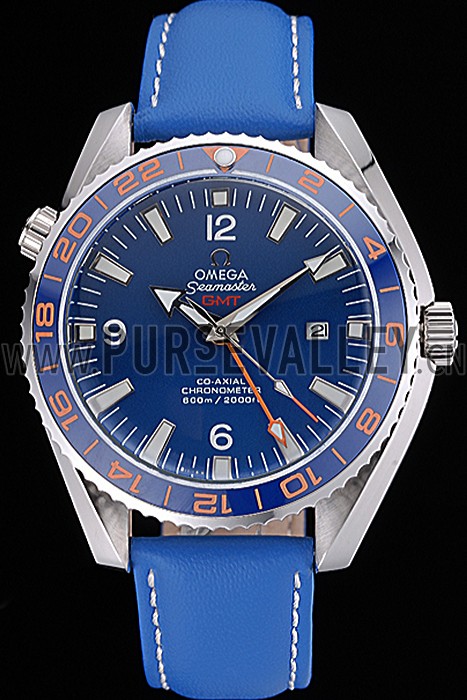 Omega Seamaster Planet Ocean GMT Blue Dial Blue Leather Band 622394