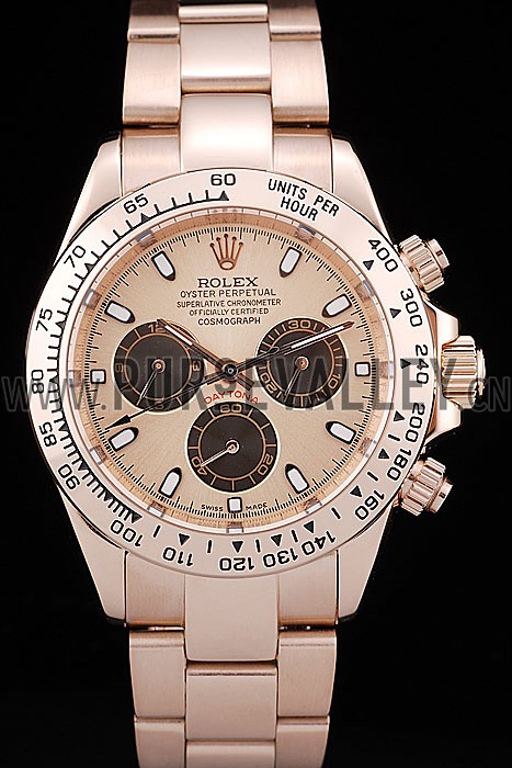 Rolex Daytona Rose Gold Plated Stainless Steel Bezel Rose Gold Dial