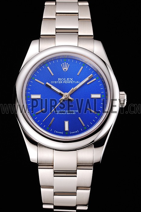 Rolex Oyster Perpetual Blue Dial Stainless Steel Case And Bracelet