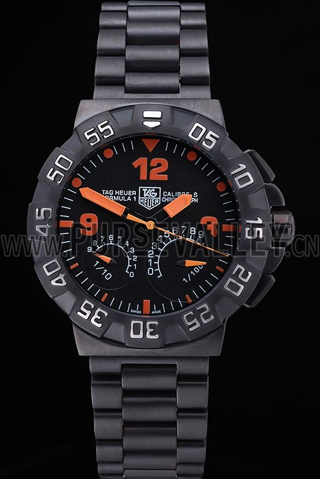 Tag Heuer Formula One Calibre S Black Dial Orange Numerals Ion Plated Steinless Steel Bracelet 622300