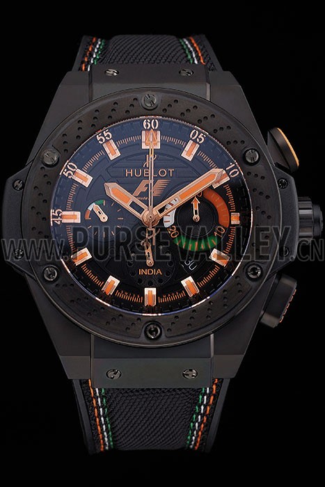 Swiss Hublot Big Bang Limited Edition Formula 1 Black And Orange Dial Black Case Black Fabric Strap 622884