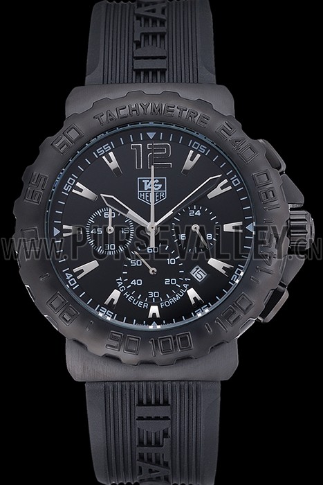 Tag Heuer Formula 1 Chronograph Black Dial Black Bezel White Numerals 622409