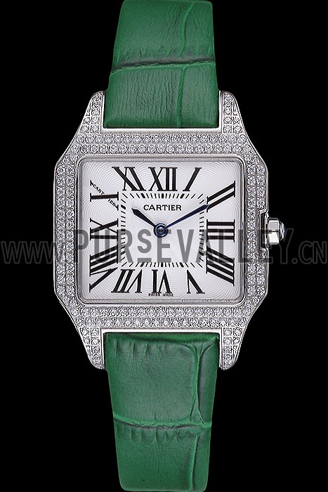 Cartier Santos 100 Diamond Silver Bezel 621914