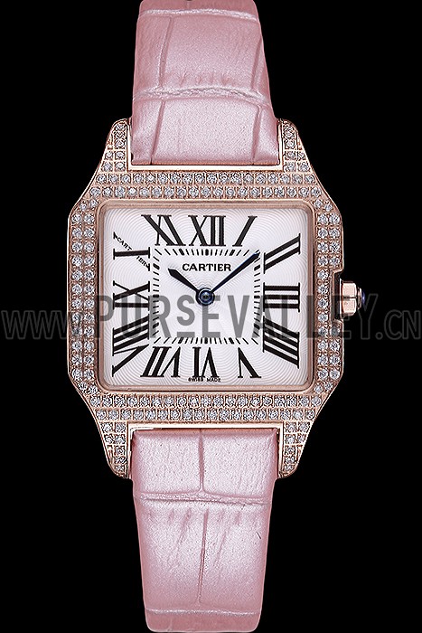 Cartier Santos 100 Diamond Rose Gold Bezel 621915