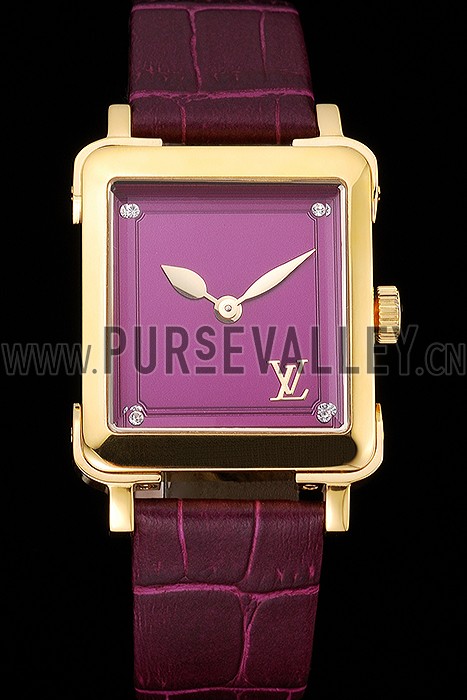 Louis Vuitton Emprise Purple Dial Gold Case Purple Leather Strap 622787