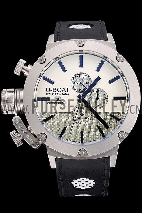 U-Boat Italo Fontana White Dial Stainless Steel Case Black Leather Bracelet 622715