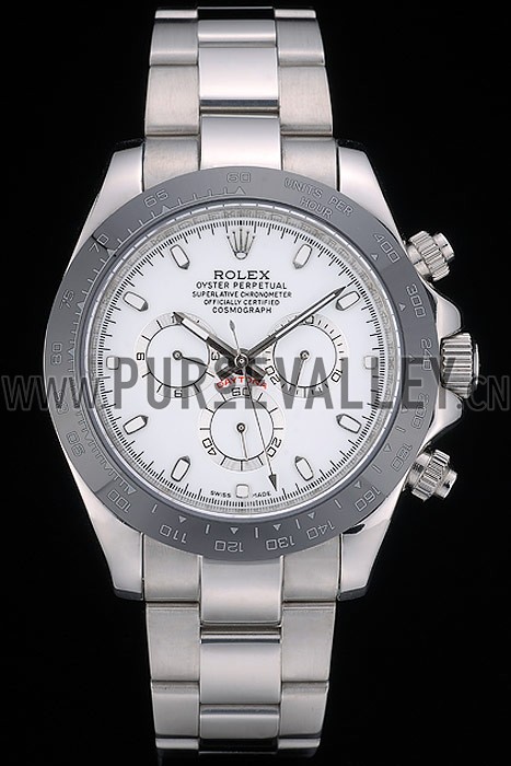 Rolex Daytona Black Ceramic Tachymeter Stainless Steep Strap White Dial 80249