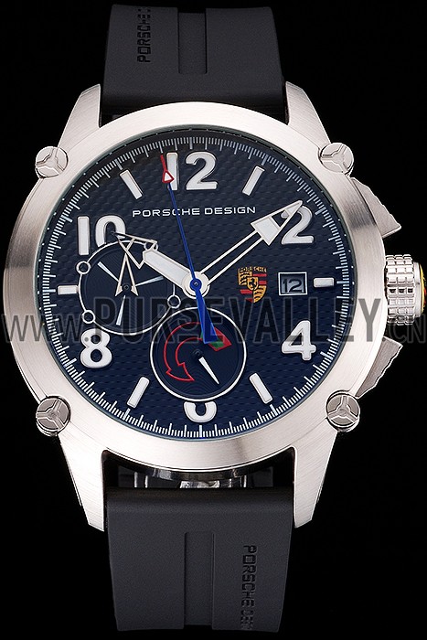 Porsche Design Indicator Black Dial Stainless Steel Case Black Rubber Strap