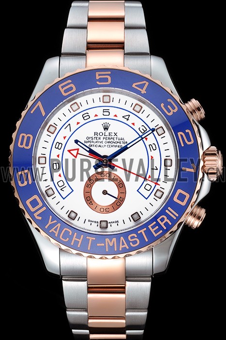 Rolex Yacht-Master II White Dial Blue Bezel Stainless Steel and Rose Gold Bracelet 622270