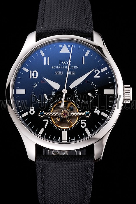 IWC Pilot Tourbillon Black Dial Stainless Steel Case Black Textile Strap