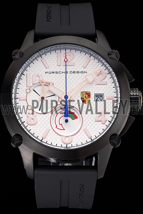 Porsche Design Indicator White Dial Black Case Black Rubber Strap