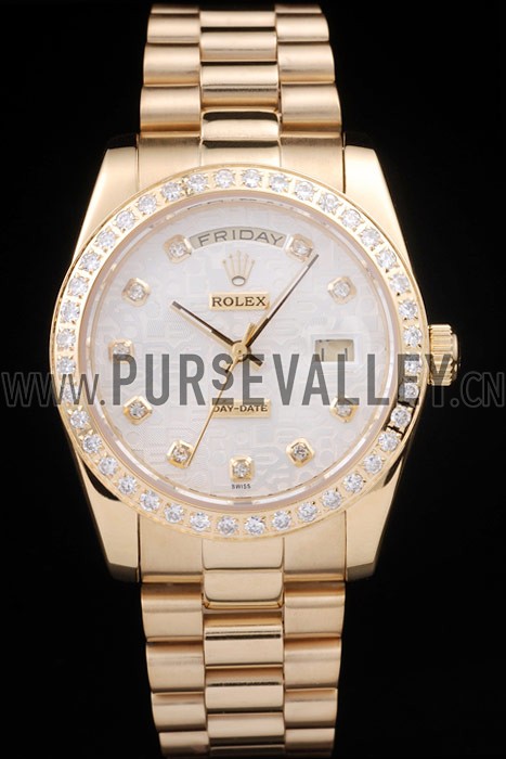 Rolex Day-Date 18k Yellow Gold Plated Stainless Steel White Dial