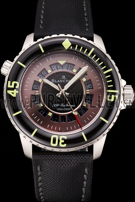 Swiss Blancpain 500 Fathoms GT Carbon Fiber Dial Stainless Steel Case Black Canvas Strap