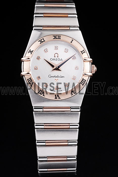 Omega Swiss Constellation Jewelry Rose Gold Case White Dial 98123