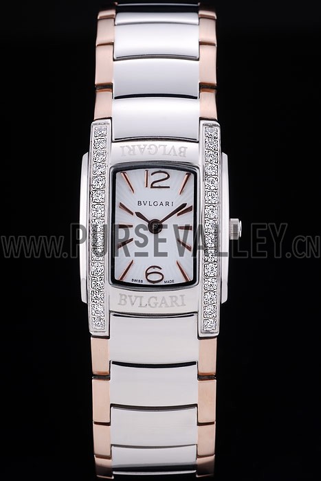 Bvlgari Assioma D 20mm White Dial Stainless Steel Case With Diamonds Two Tone Bracelet