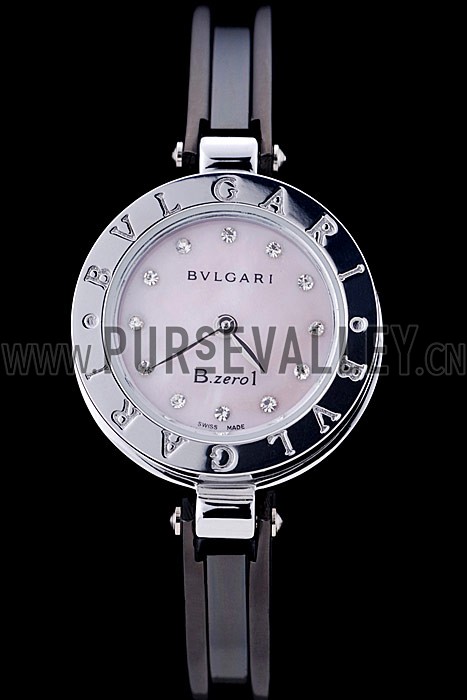 Bvlgari B.ZERO1 24mm Pink Dial Stainless Steel Case Black Steel Bracelet
