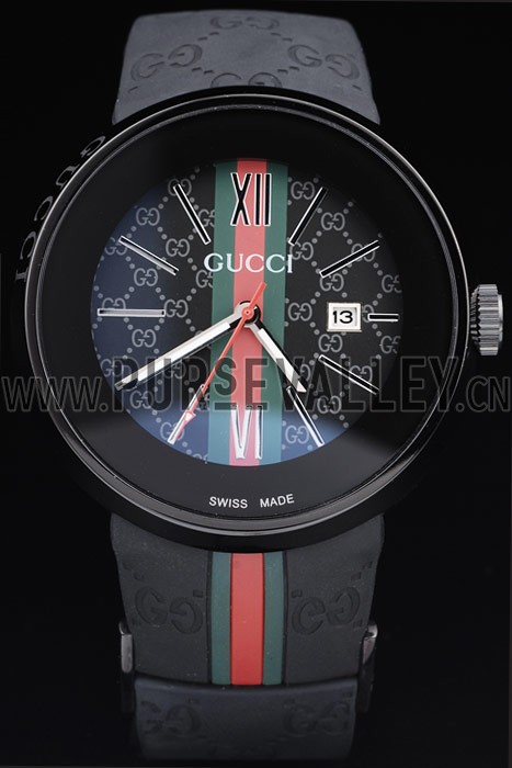 Gucci Black Rubber Band Black Round Dial 2165-300