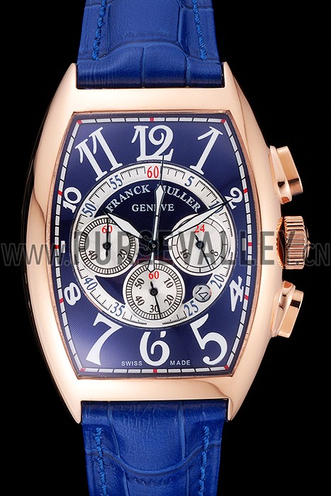 Franck Muller Casablanca Blue Croco Leather Strap Blue Dial 80278