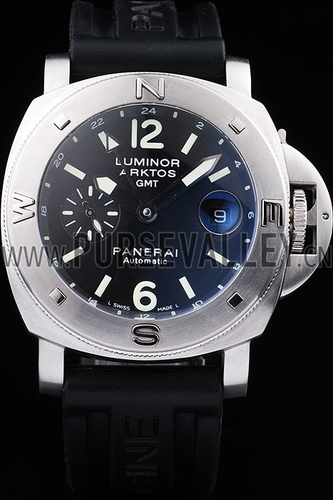 Panerai Luminor Brushed Stainless Steel Case Black Dial Black Rubber Strap 98164