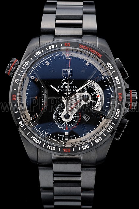 Tag Heuer Carrera Black Stainless Steel Case Black Dial 98243