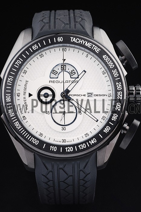 Porsche Regulator Power Reserve Black Case White Dial