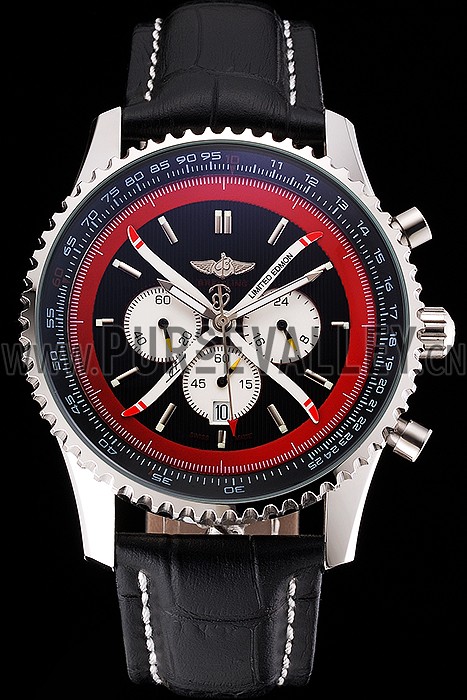 Breitling Certifie Black Leather Strap Black Dial Chronograph 80176