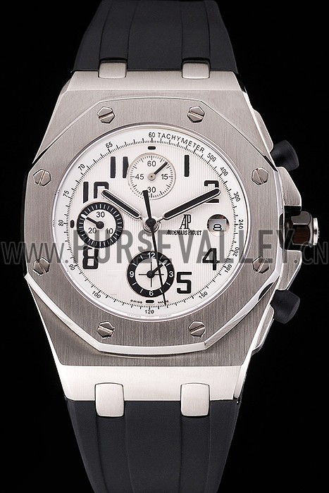 Swiss Audemars Piguet Royal Oak Offshore White Dial Stainless Steel Case Black Rubber Strap 622853