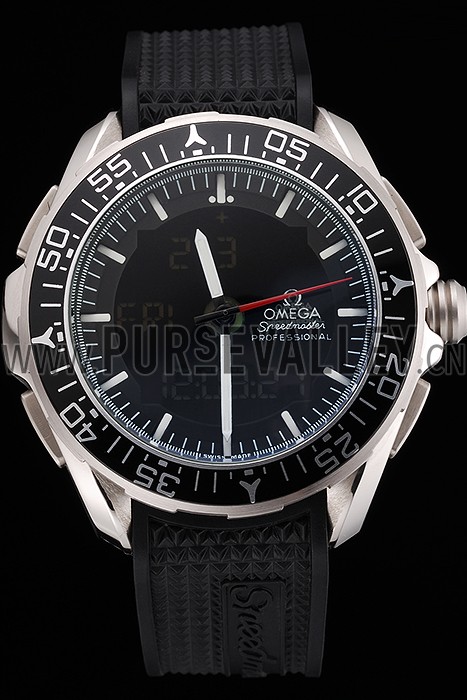 Omega Speedmaster Skywalker X-33 Black Dial White On Black Bezel Stainless Steel Case Black Rubber Strap