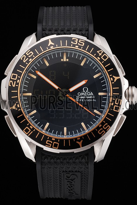 Omega Speedmaster Skywalker X-33 Black Dial Orange On Black Bezel Stainless Steel Case Black Rubber Strap