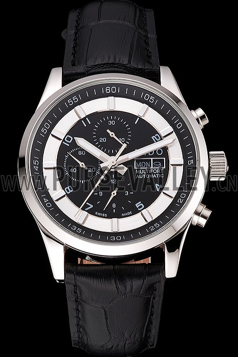 Mido Multifort Cronograph 2 Tone Dial Black Leather Strap 622184