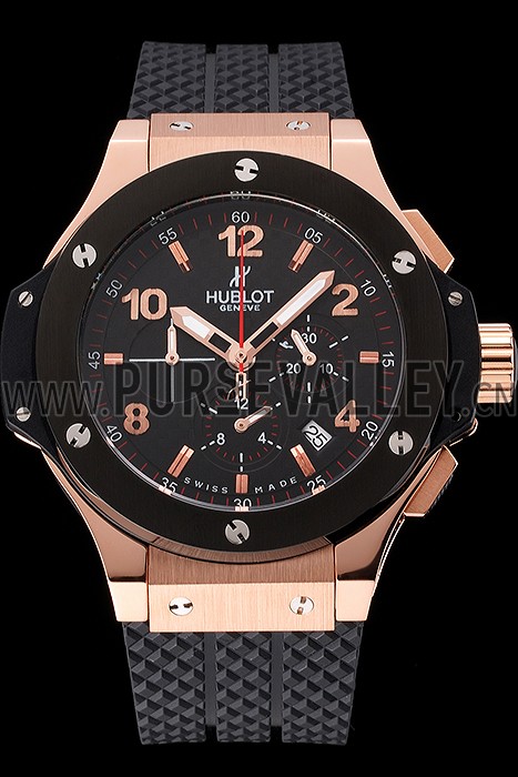 Hublot Big Bang King Black Strap Gold Dial Watch