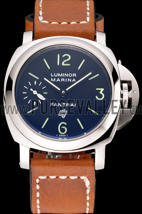 Panerai Luminor Marina Stainless Steel Bezel Brown Leather Bracelet 622313