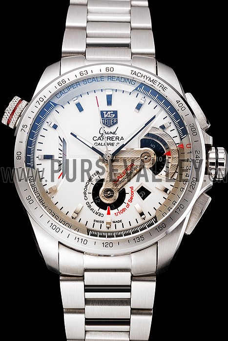 Tag Heuer Swiss Carrera Tachymeter Bezel Stainless Steel White Dial