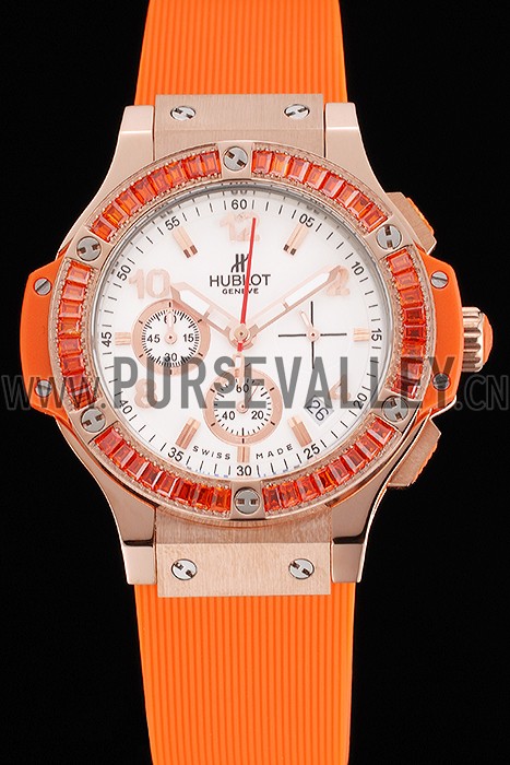 Hublot Big Bang Tutti Frutti Orange Strap Gold Dial