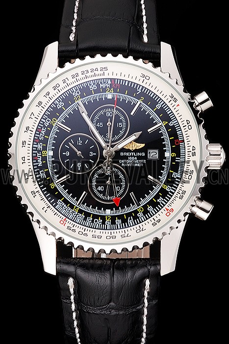 Breitling Navitimer World Black Dial Black Leather Bracelet 622513