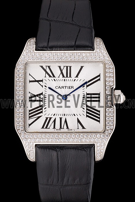 Cartier Santos 100 Diamond Silver Bezel 621924