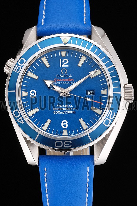 Omega Seamaster Planet Ocean Blue Dial Blue Leatherl Bracelet 622538