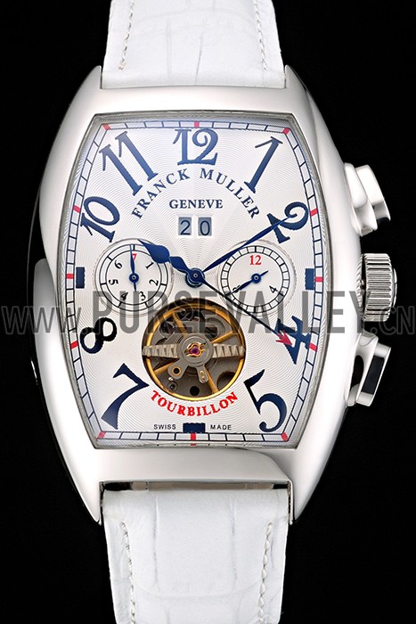 Franck Muller Casablanca White Croco Leather Strap White Dial 80281