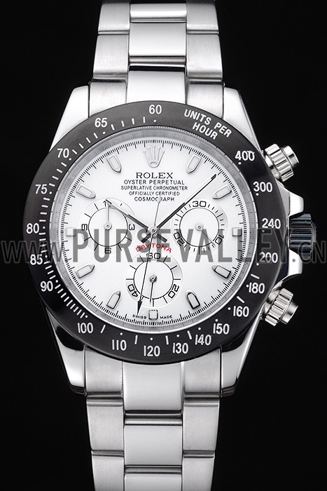 Rolex Daytona Stainless Steel Black Enameled White Dial
