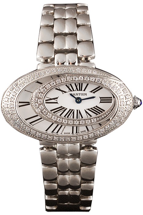 Cartier Baignoire Hypnose White Dial Diamonds Steel Case Steel Bracelet