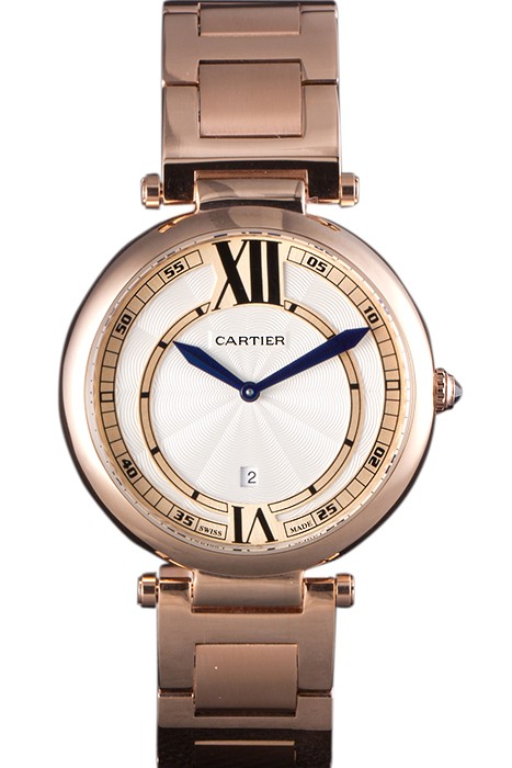 Cartier Ballon Bleu Rose Gold Stainelss Steel Strap White Dial  621453