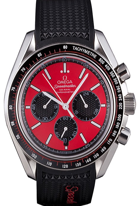 Omega Speedmaster Black Rubber Bracelet Red Dial 801421